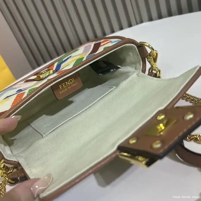 Affordable Motif Multi Baguette Bag Fendi In Canvas Mini Beige FF 0322